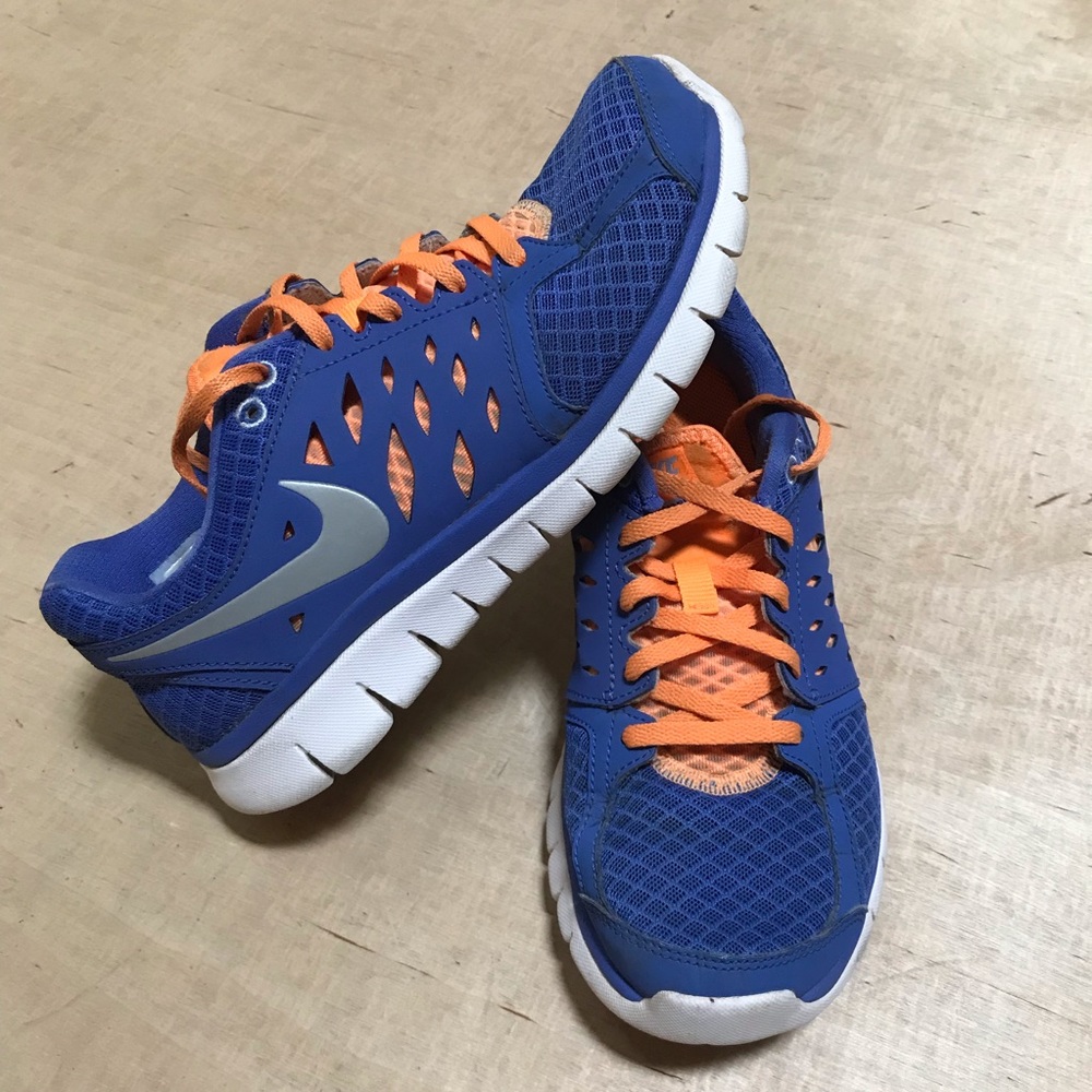 Nike Flex Trainer Running Shoes Blue Orange Size 7.5 Lightweight Sneaker